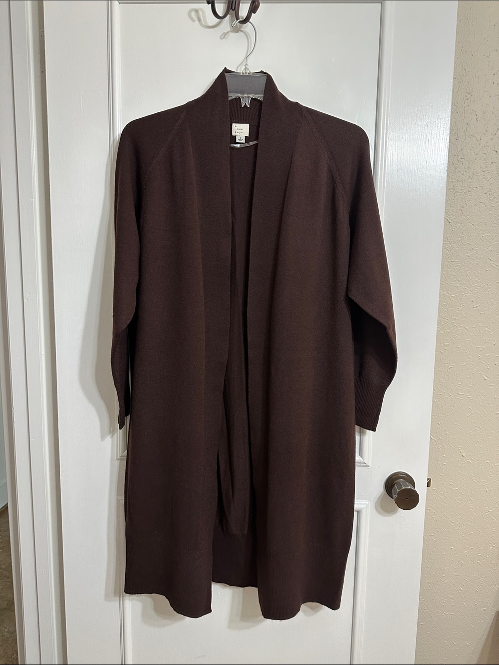 a new day - Deep Chocolate Brown Long Open-Front Knit Cardigan